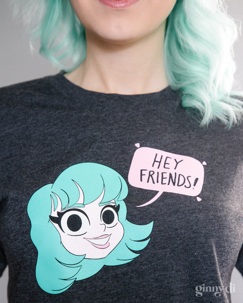 Hey Friends Tee — Heather Gray